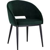 Thatcher Dining Chair in Deep Green Fabric & Black Steel